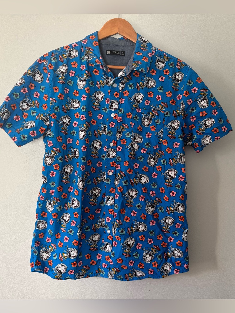 Hawaiian Skelly Button Down Shirt Short Sleeve
